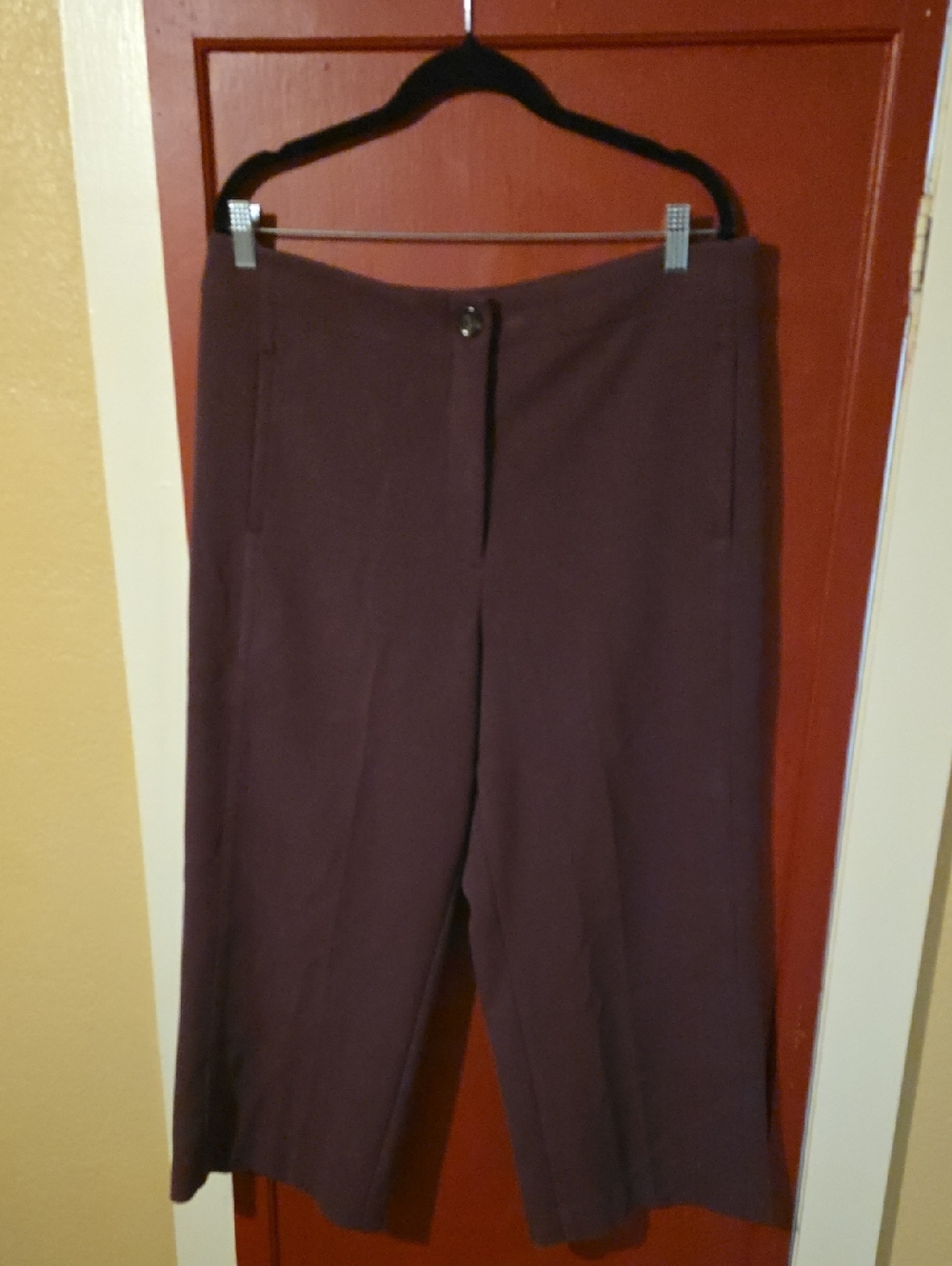 Cropped Wide-Leg Pants in Deep Plum